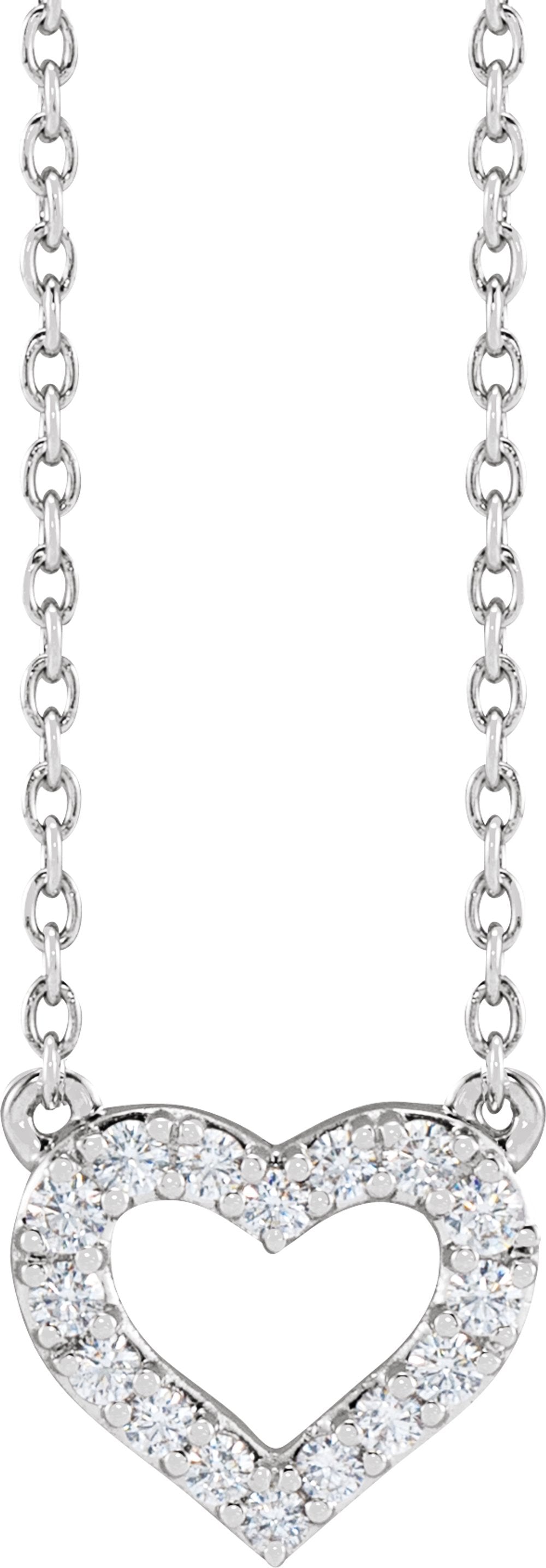 14K White Gold 1/5 CTW Lab-Grown Diamond Heart 16-18" Necklace