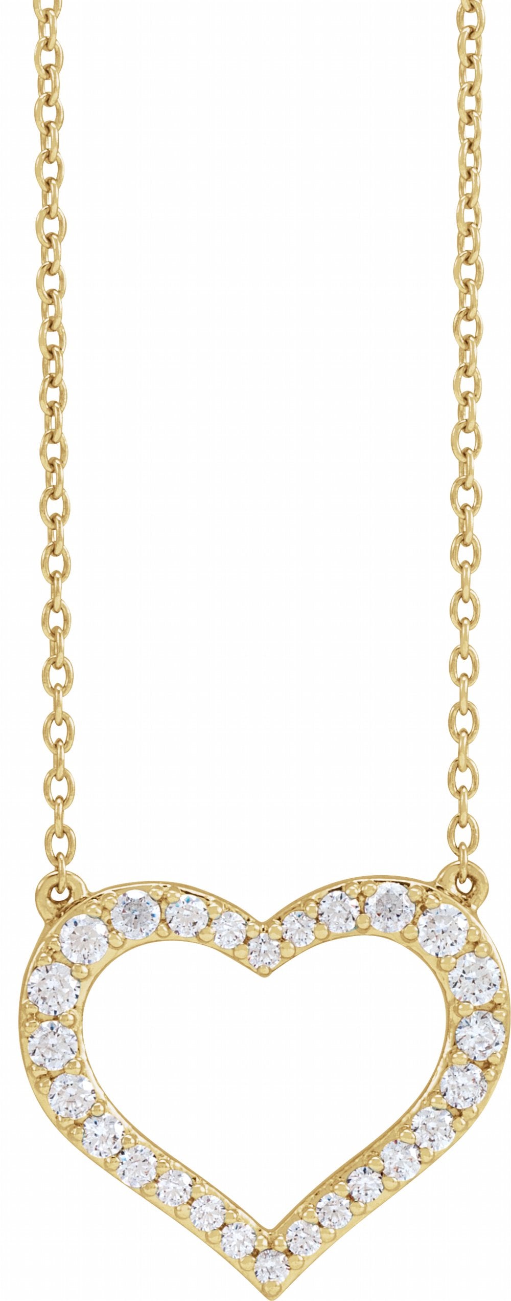 14K Yellow Gold 3/8 CTW Lab-Grown Diamond Heart 16-18" Necklace