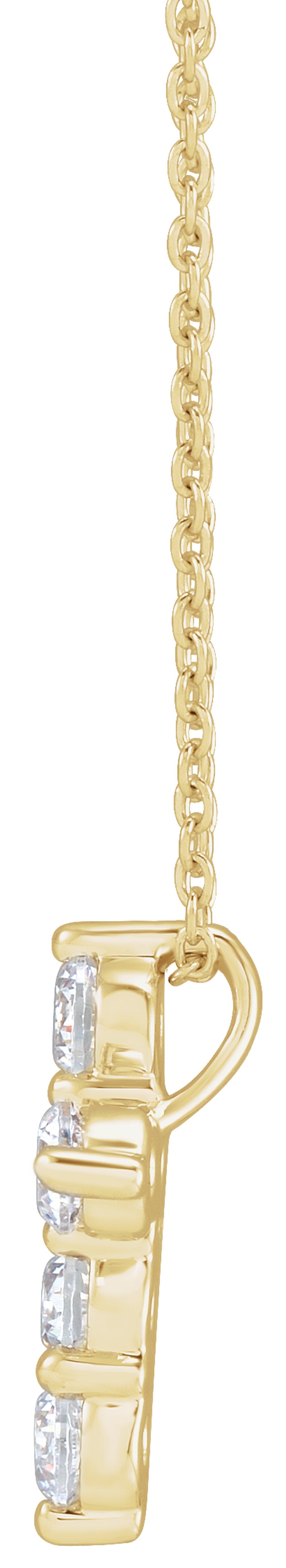 14K Yellow Gold 1 CTW Lab-Grown Diamond Cross 18" Necklace