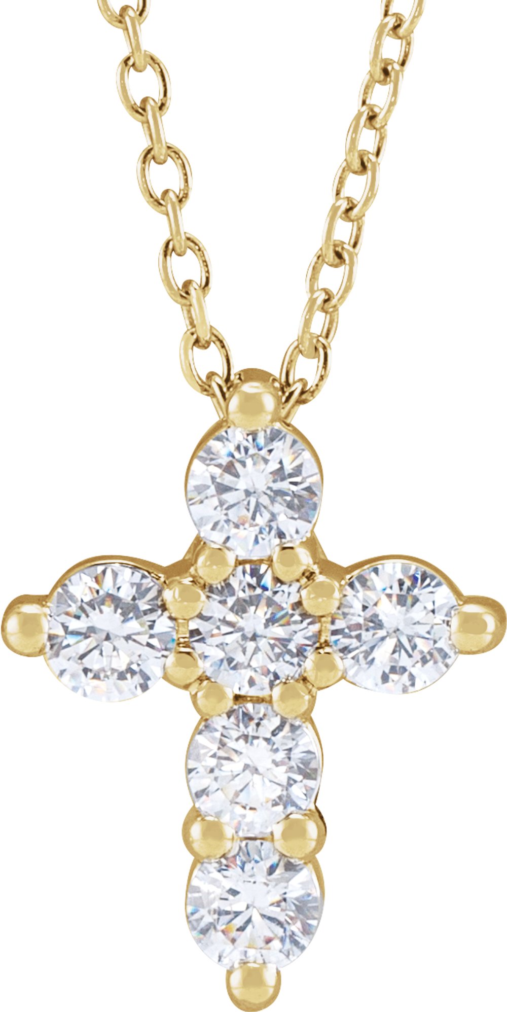 14K Yellow Gold 1/2 CTW Lab-Grown Diamond Cross 18" Necklace