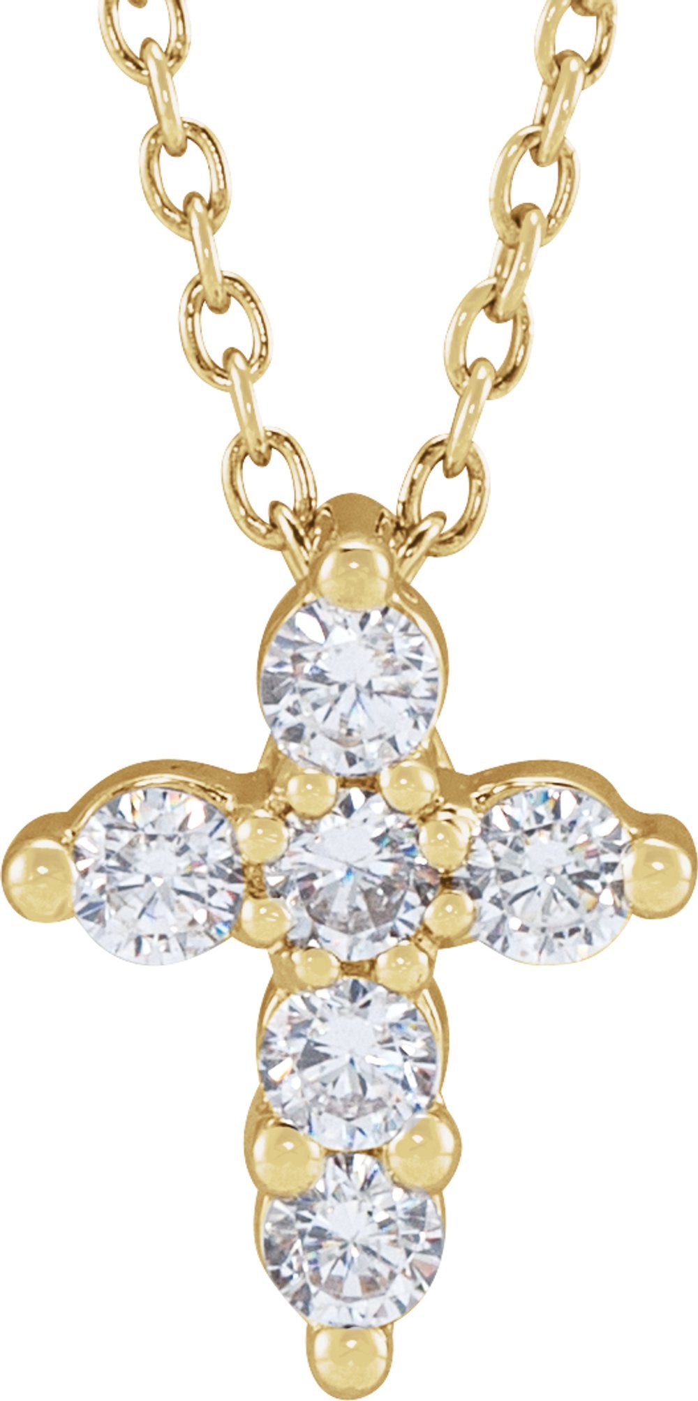 14K Yellow Gold 1/4 CTW Lab-Grown Diamond Cross 18" Necklace