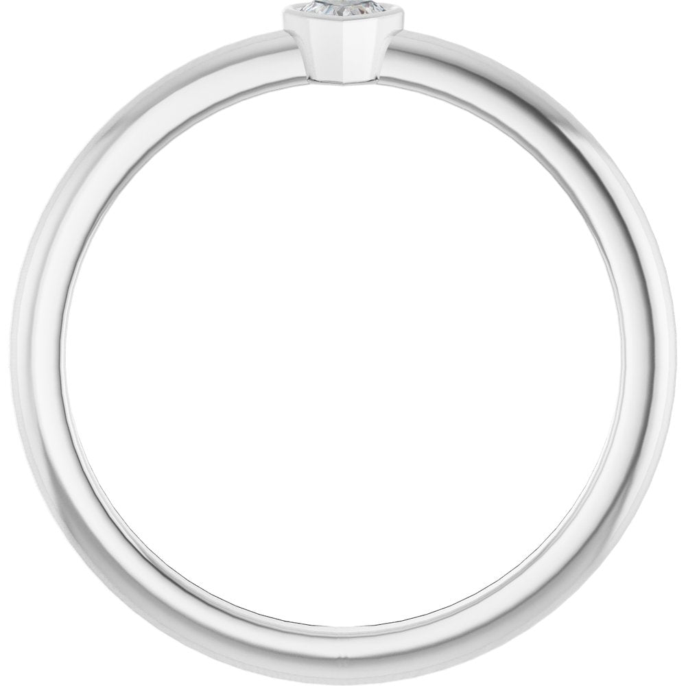 14K White Gold 1/10 CT Natural Diamond Stackable Ring