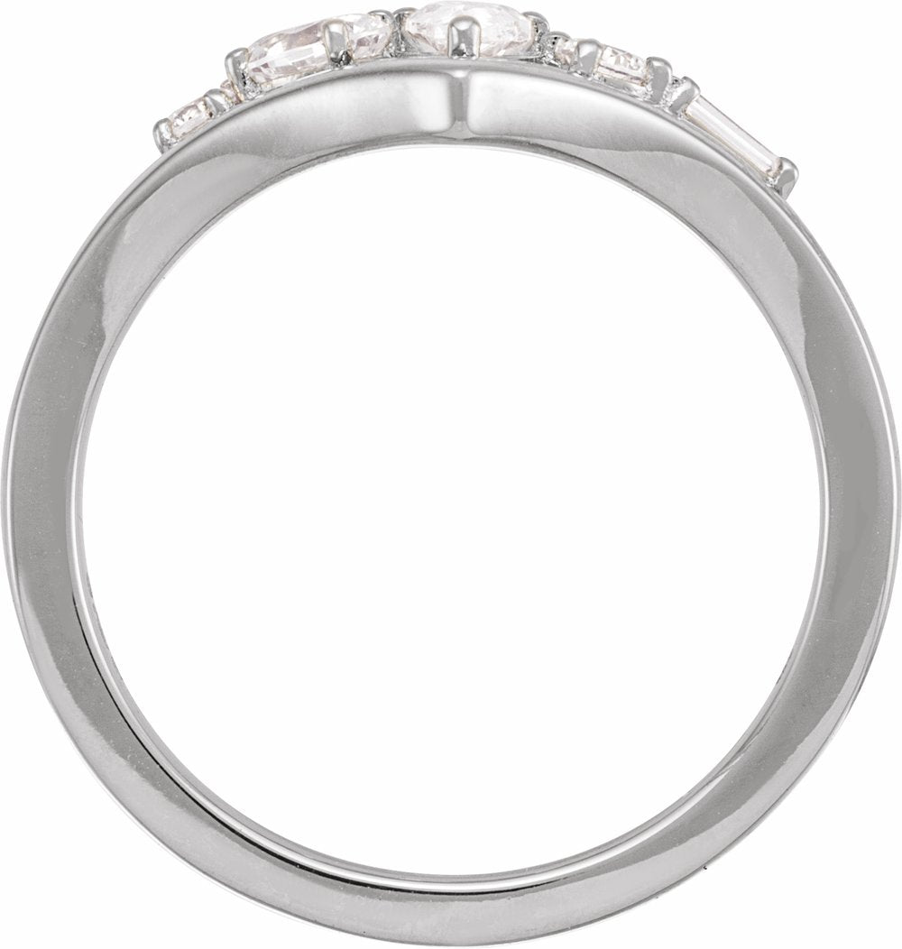 14K White Gold 1/2 CTW Lab-Grown Diamond V Ring