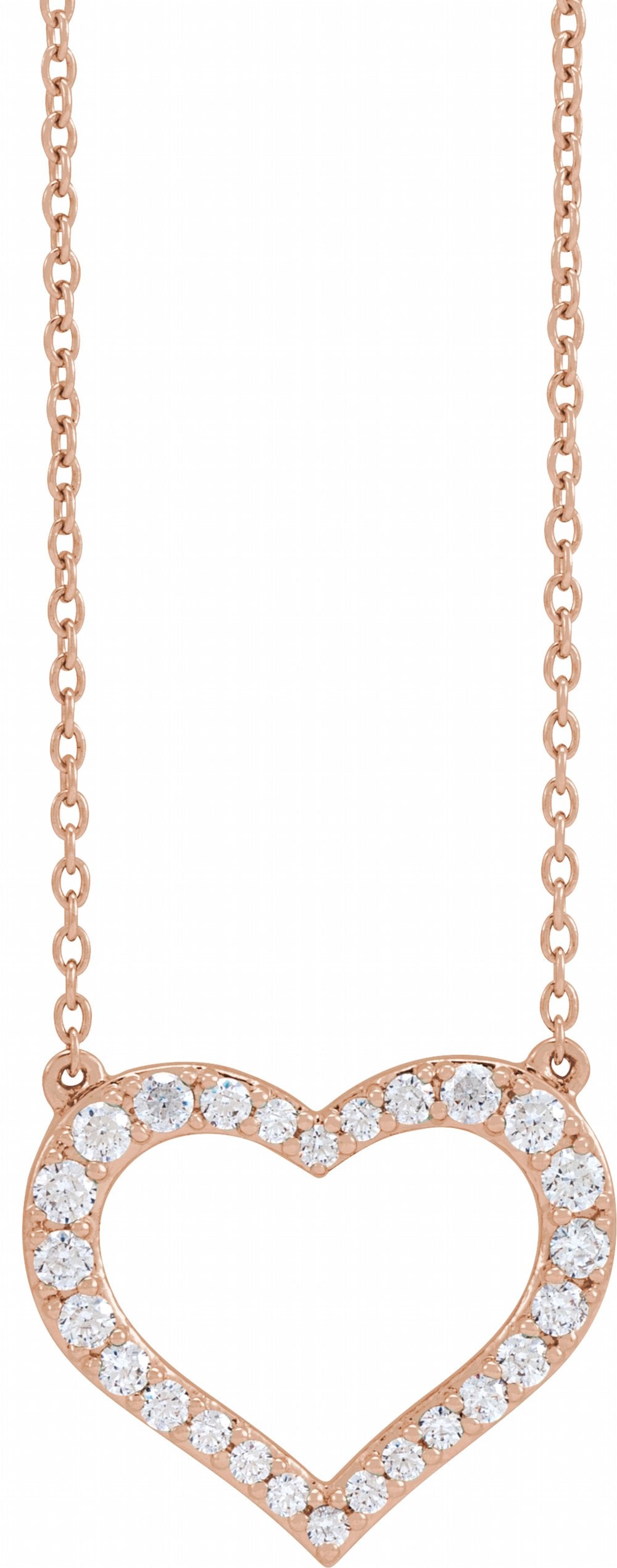 14K Rose Gold 3/8 CTW Lab-Grown Diamond Heart 16-18" Necklace