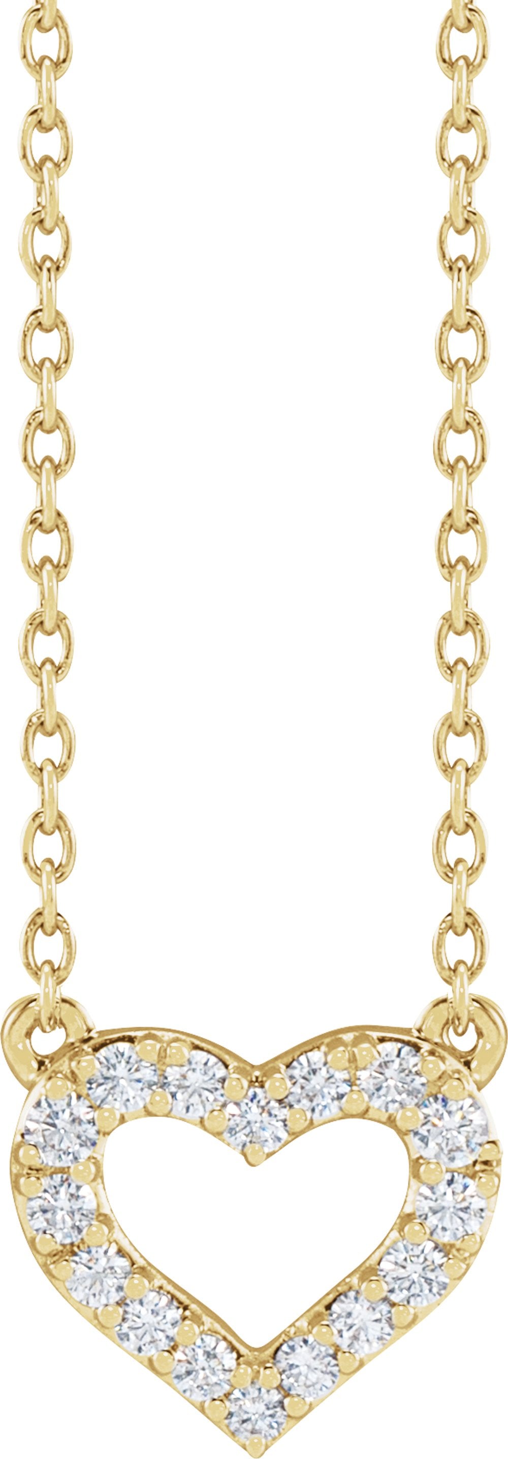 14K Yellow Gold 1/5 CTW Lab-Grown Diamond Heart 16-18" Necklace