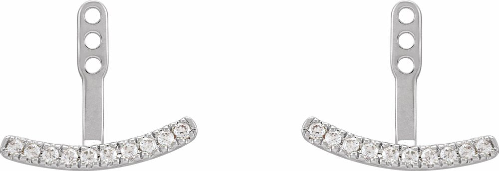 14K White Gold 1/5 CTW Lab-Grown Diamond Curved Bar Earring Jackets