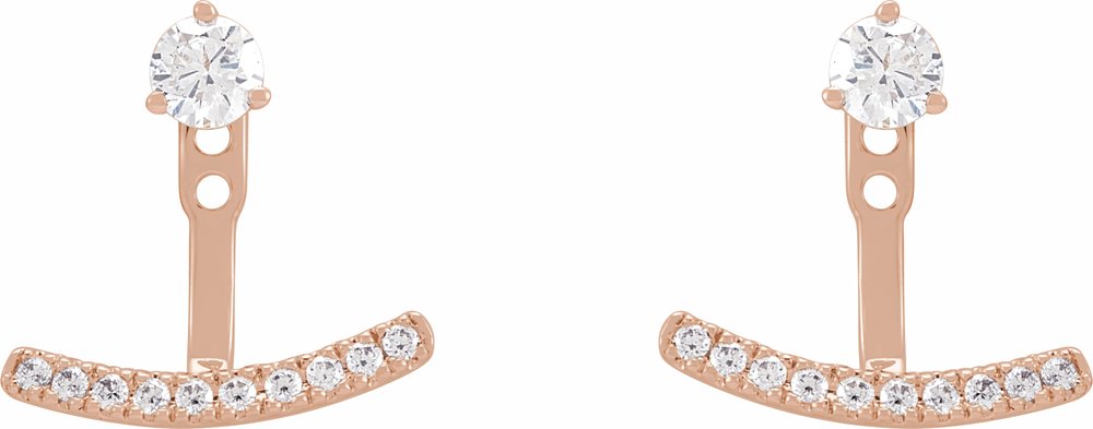 14K Rose 1/5 CTW Lab-Grown Diamond Curved Bar Earring Jackets