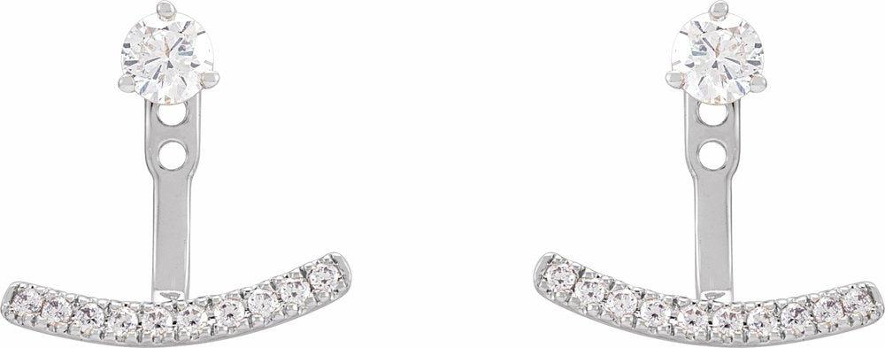 14K White Gold 1/5 CTW Lab-Grown Diamond Curved Bar Earring Jackets