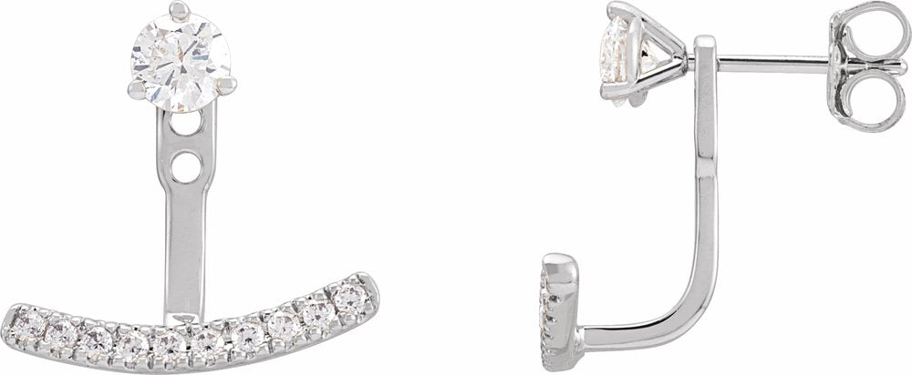 14K White Gold 1/5 CTW Lab-Grown Diamond Curved Bar Earring Jackets