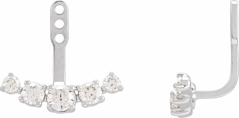 14K White Gold 1 CTW Lab-Grown Diamond Curved Bar Earring Jackets