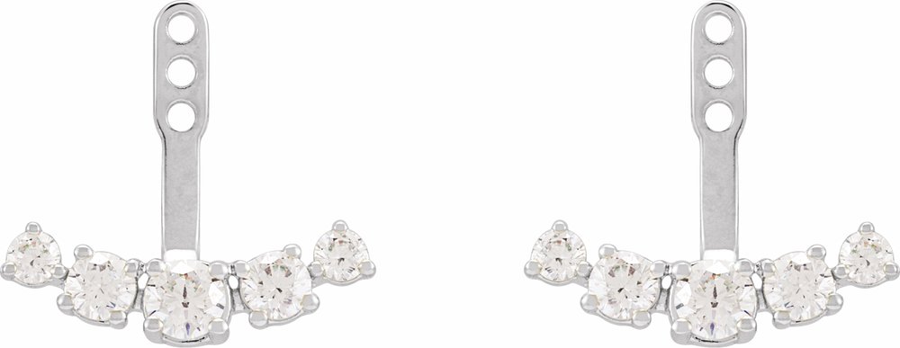 14K White Gold 1 CTW Lab-Grown Diamond Curved Bar Earring Jackets