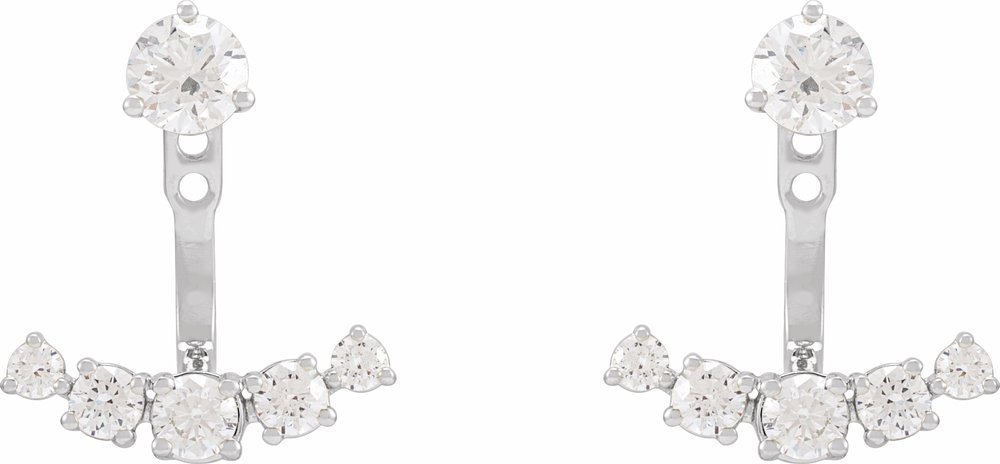 14K White Gold 1 CTW Lab-Grown Diamond Curved Bar Earring Jackets