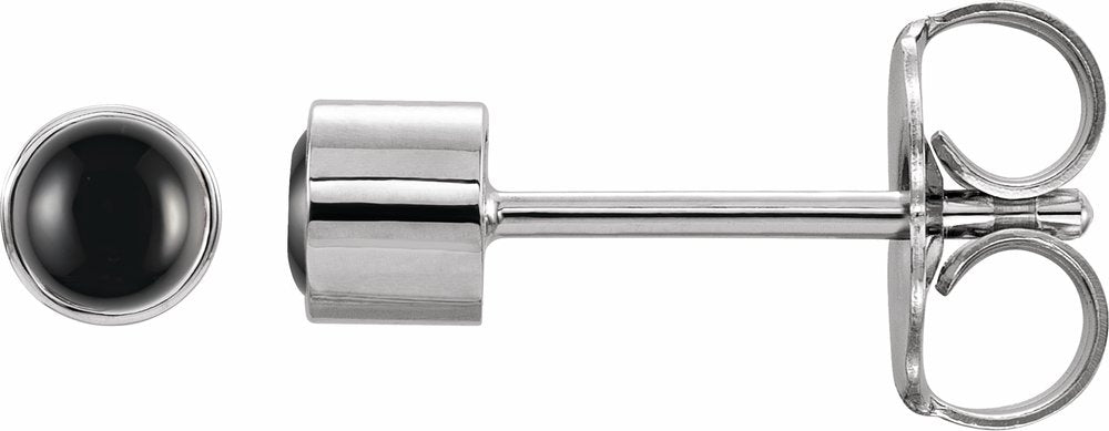 14K White Gold Natural Black Onyx Bezel-Set Earrings