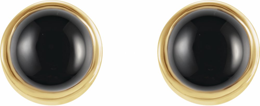 14K Yellow Gold Natural Black Onyx Bezel-Set Earrings