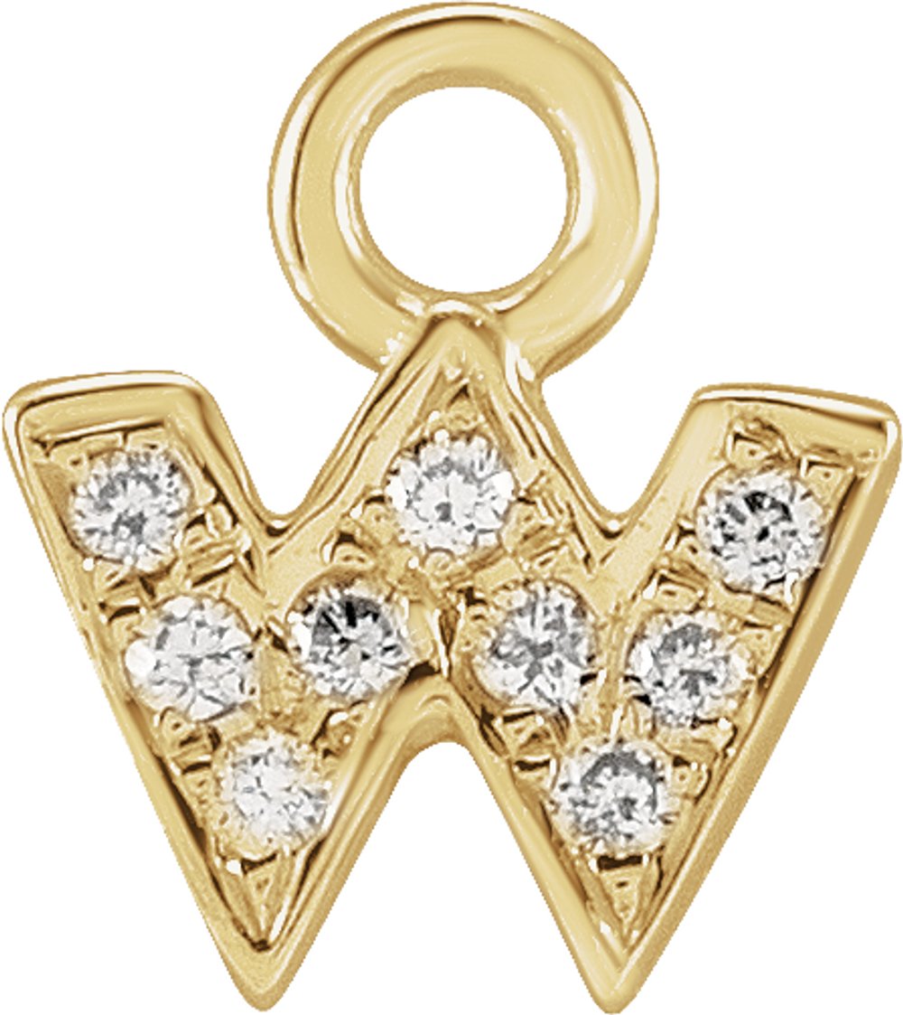 14K Yellow Petite Pavé™ .02 CTW Natural Diamond Initial W Dangle