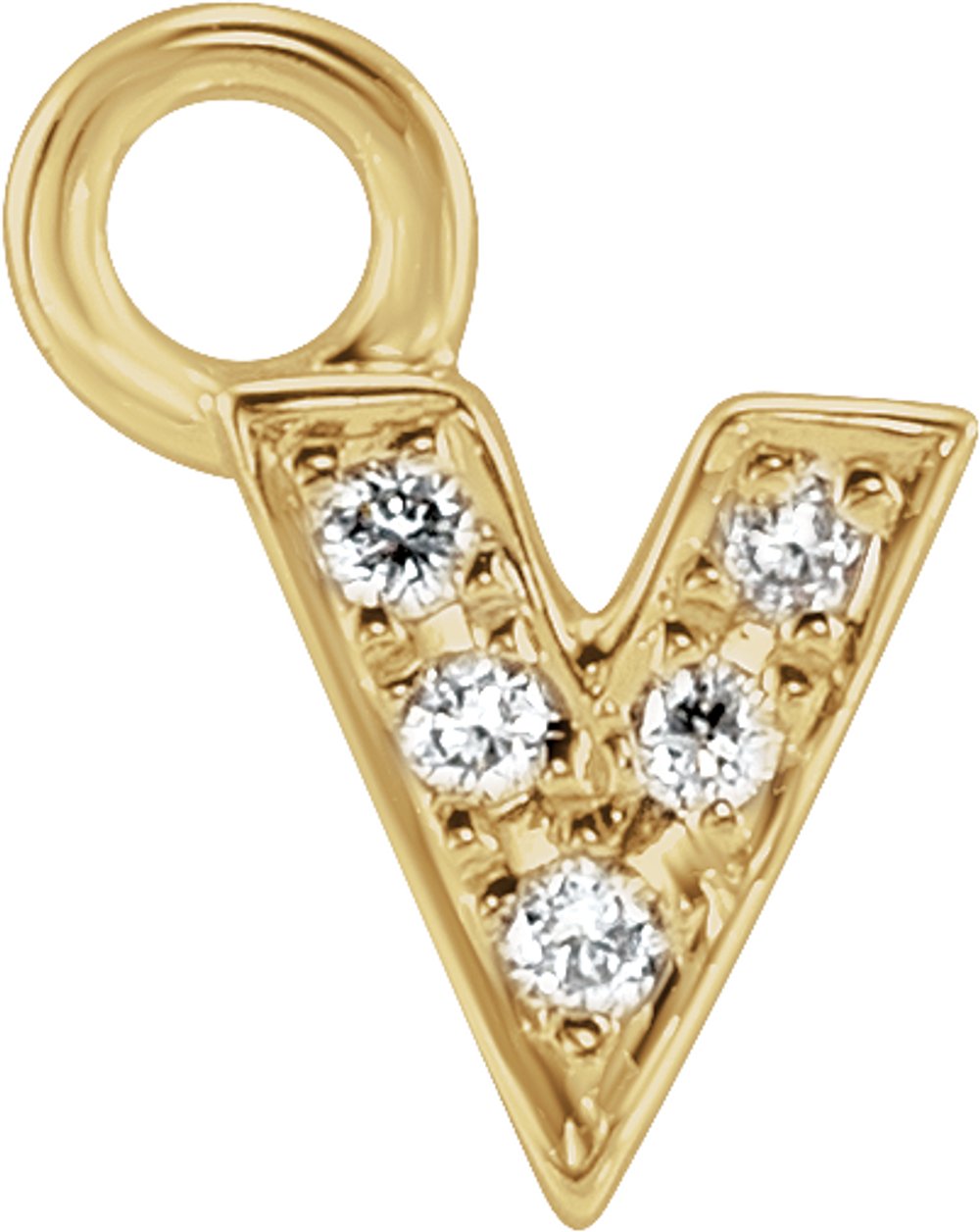 14K Yellow Petite Pavé™ .01 CTW Natural Diamond Initial V Dangle