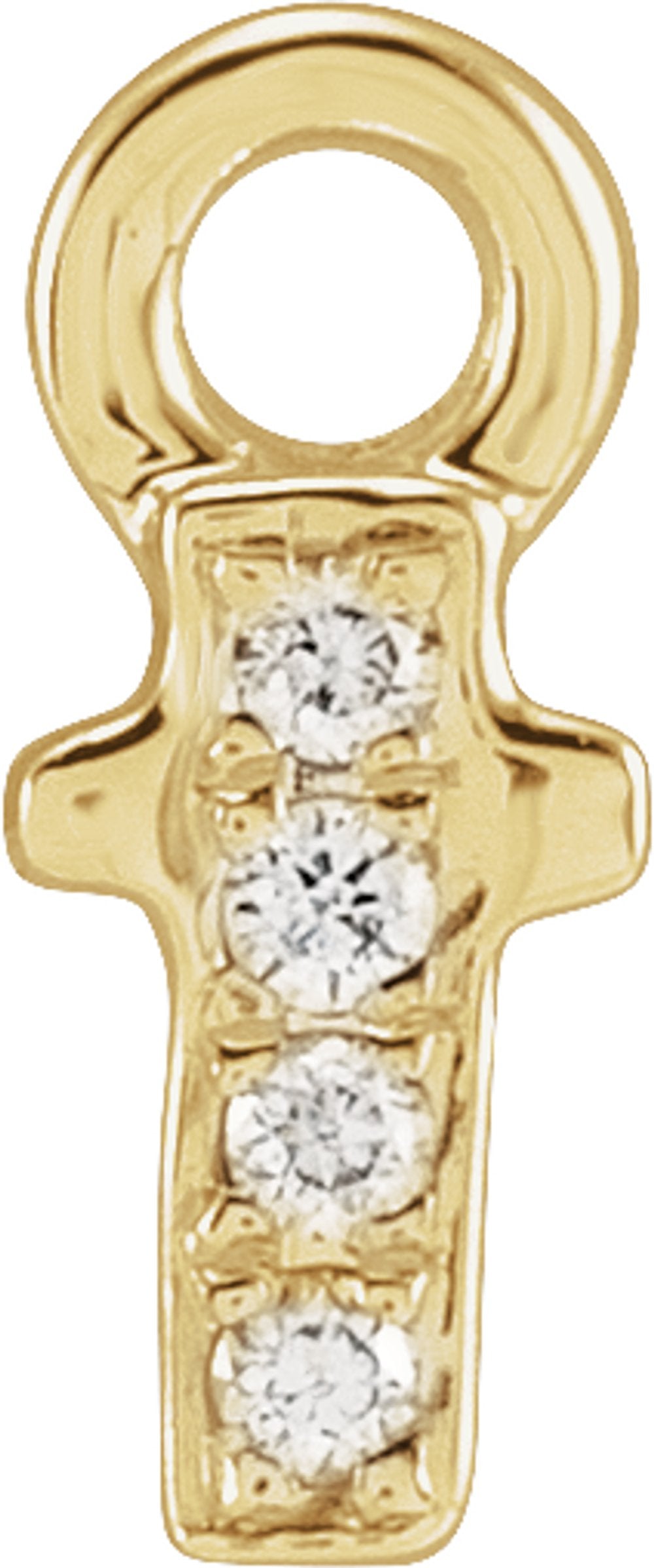 14K Yellow Petite Pavé™ .01 CTW Natural Diamond Initial T Dangle