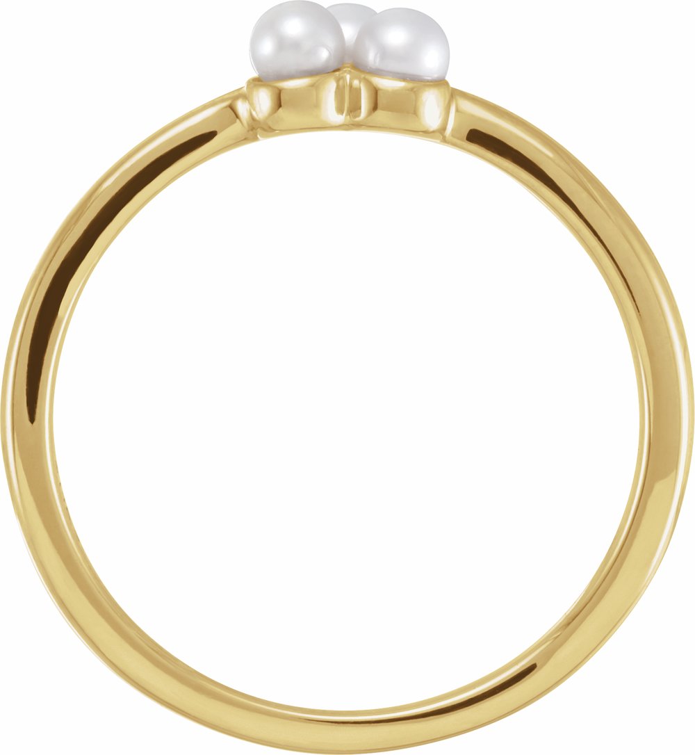 14K Yellow Gold Cultured White Freshwater Pearl Cluster Ring