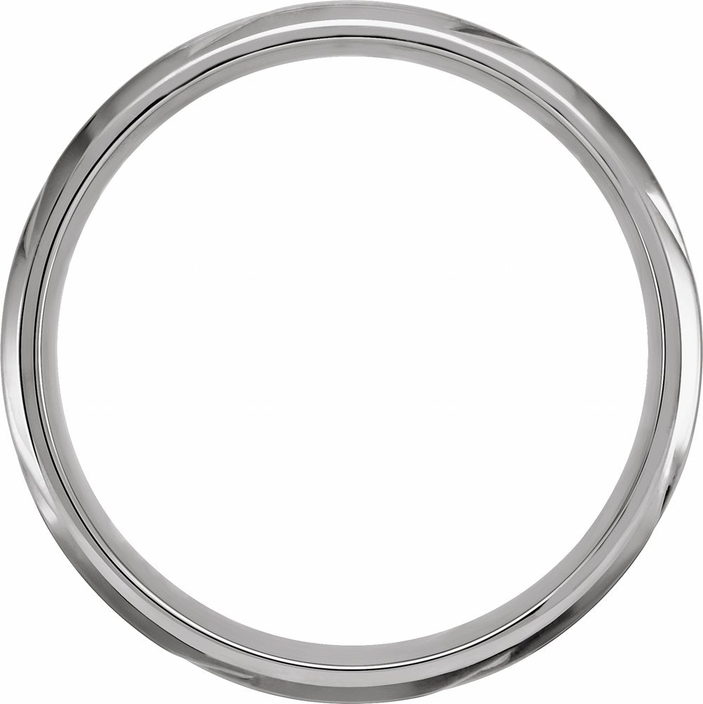 14K White Gold 6 mm Diagonal Grooved Flat Band Size 10