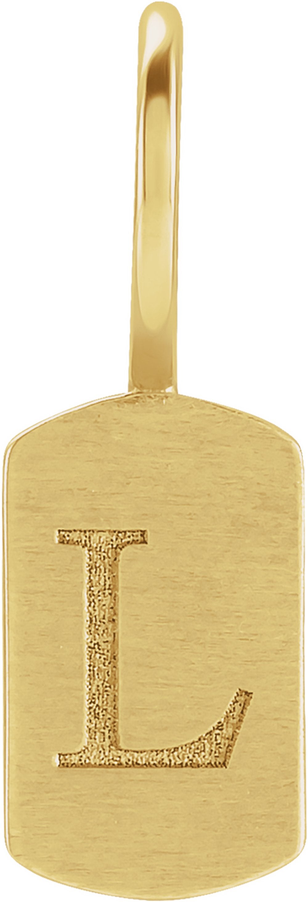 14K Yellow Gold Engravable Dog Tag Charm/Pendant