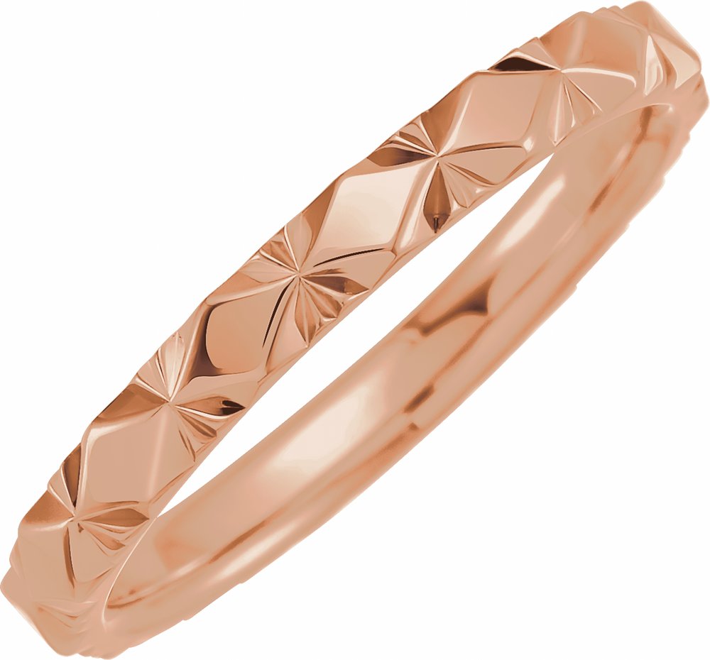 18K Rose Gold 2.5 mm Diamond Faceted Band Size 6