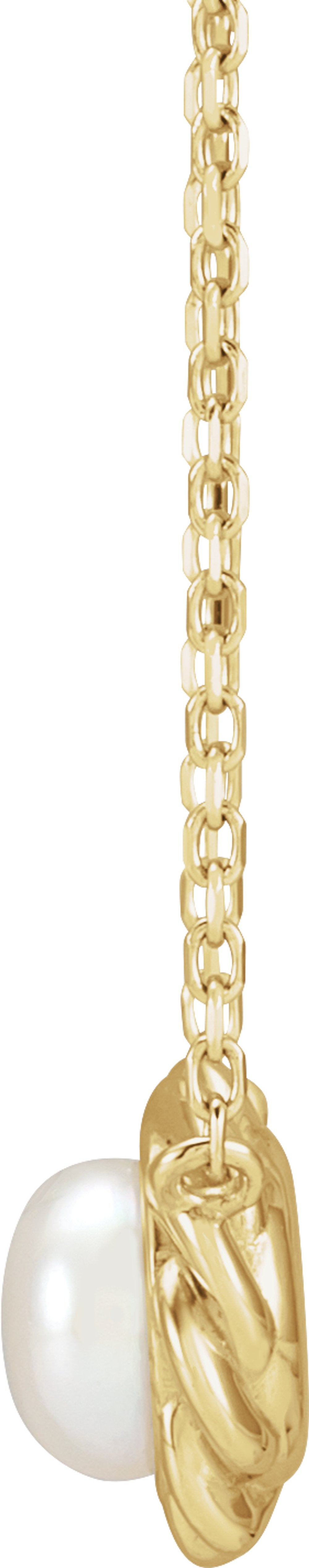 14K Yellow Gold Cultured White Freshwater Pearl 18" Necklace