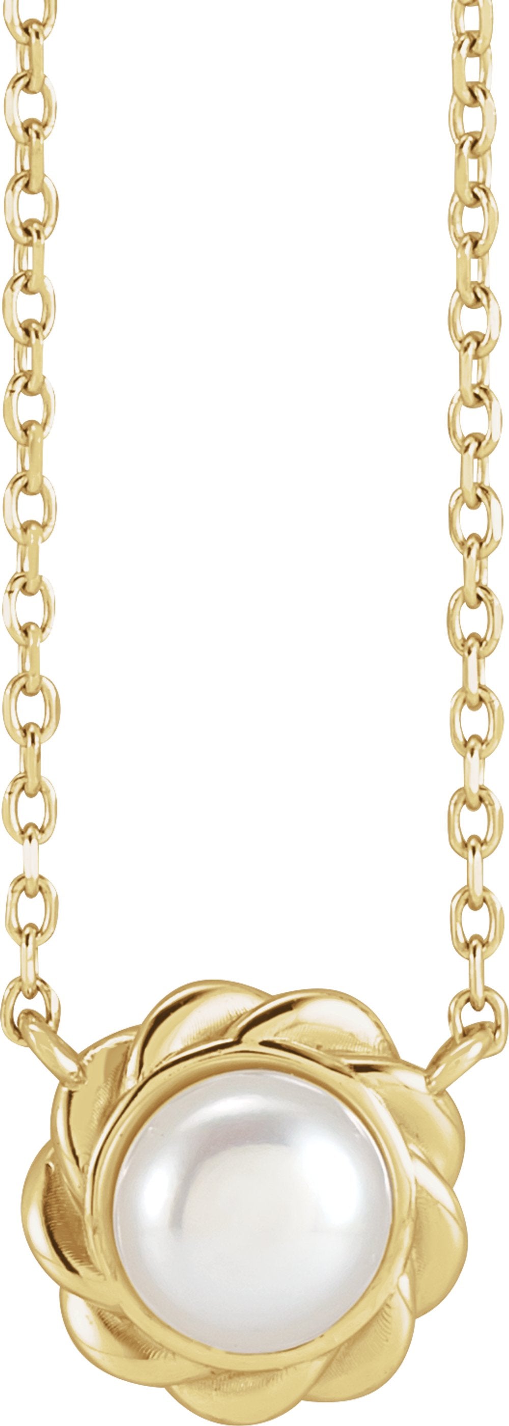 14K Yellow Gold Cultured White Freshwater Pearl 18" Necklace