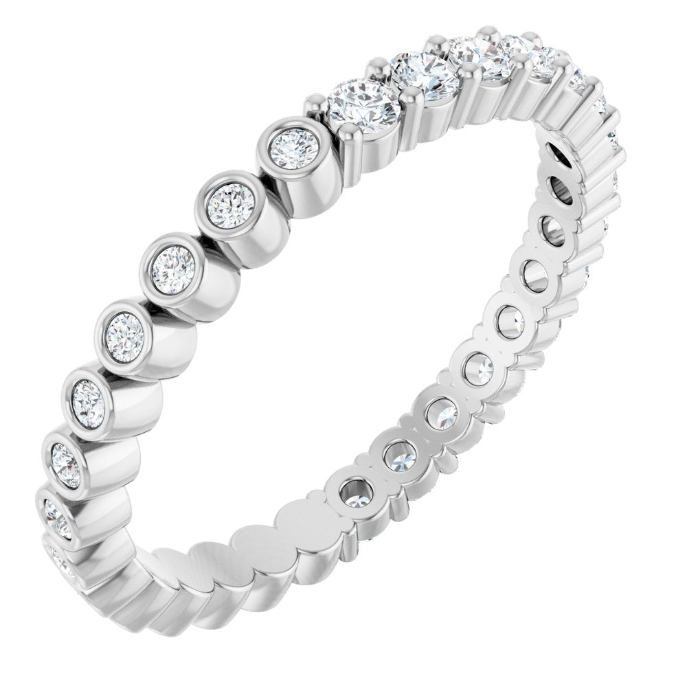 14K White Gold 1/2 CTW Natural Diamond Reversible Eternity Band Size 7