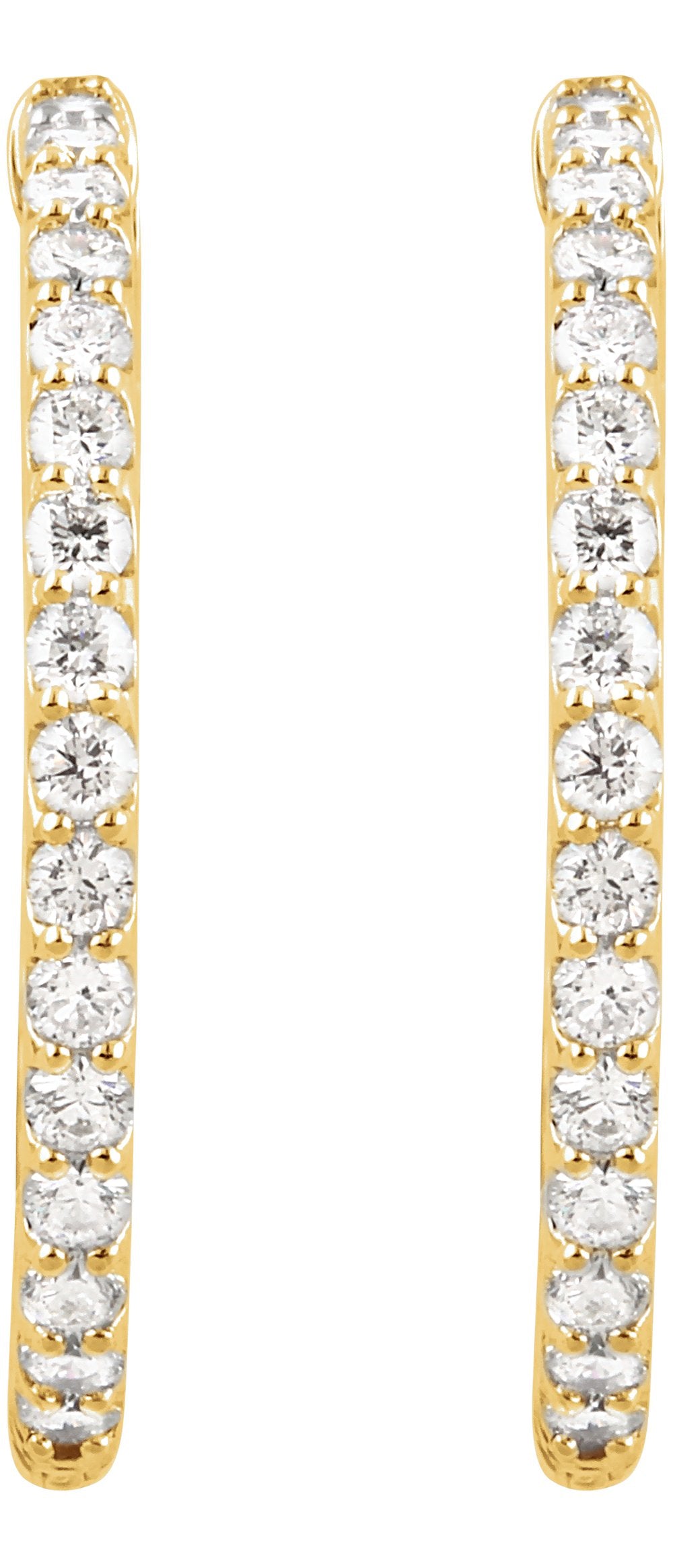 14K Yellow Gold 2 CTW Natural Diamond Inside-Outside 29.5 mm Hinged Hoop Earrings