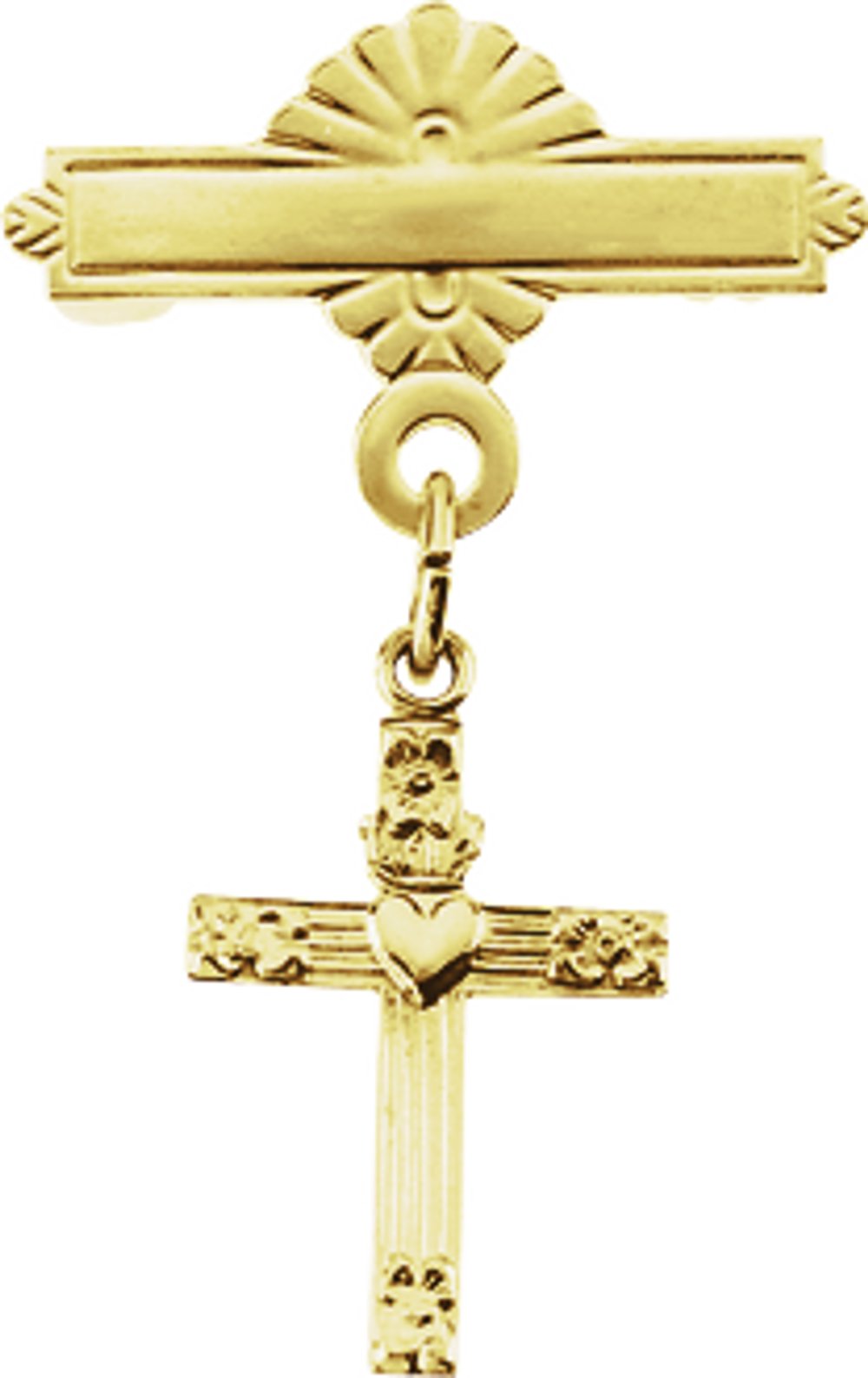 14K Yellow Cross Baptismal Pin