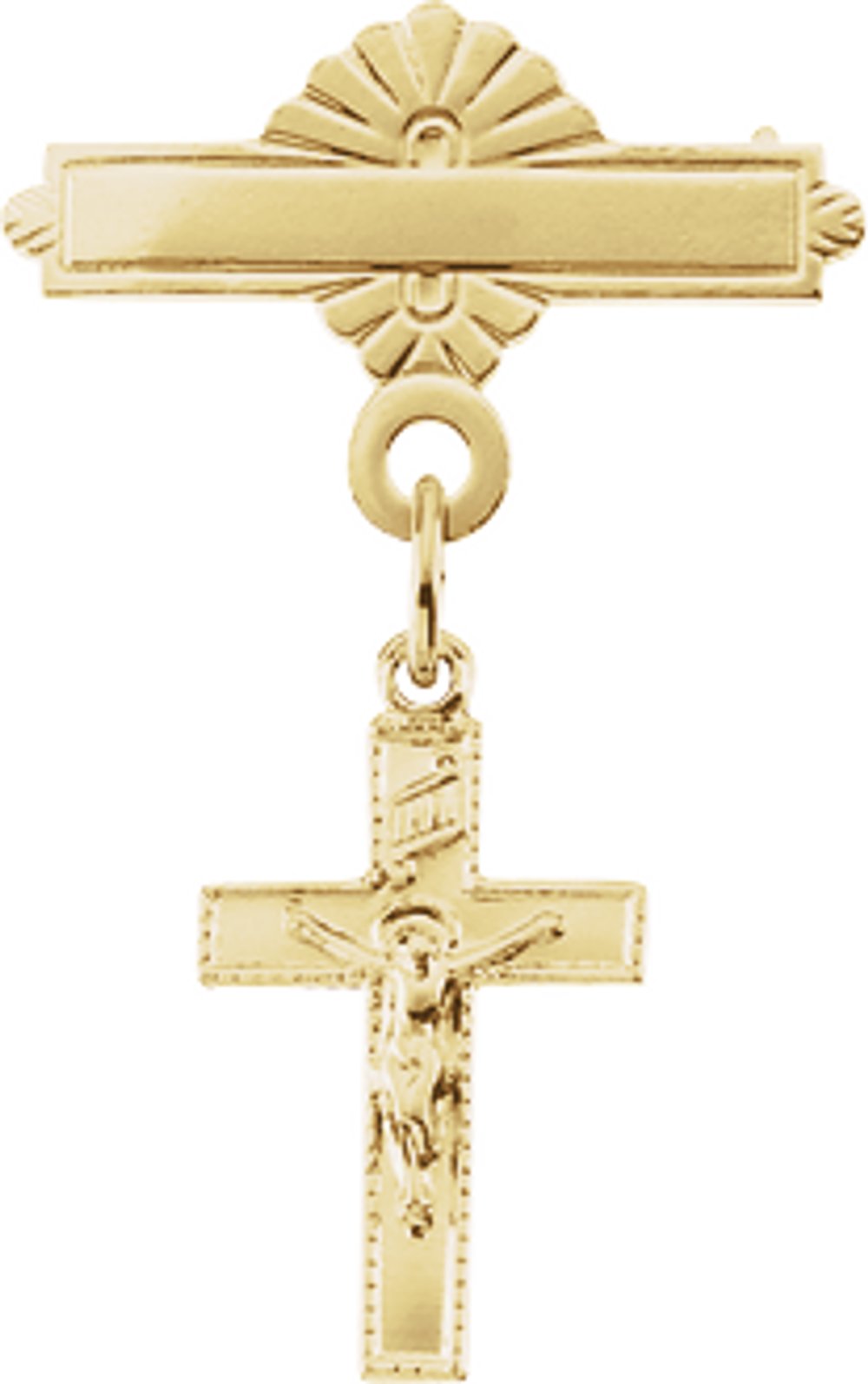14K Yellow Crucifix Baptismal Pin