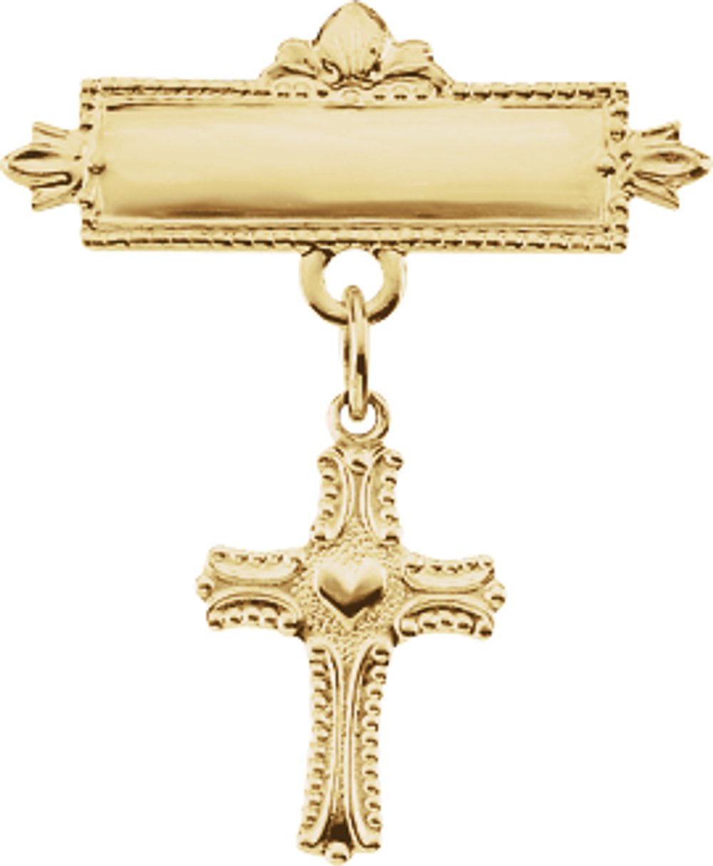 14K Yellow Cross Baptismal Pin