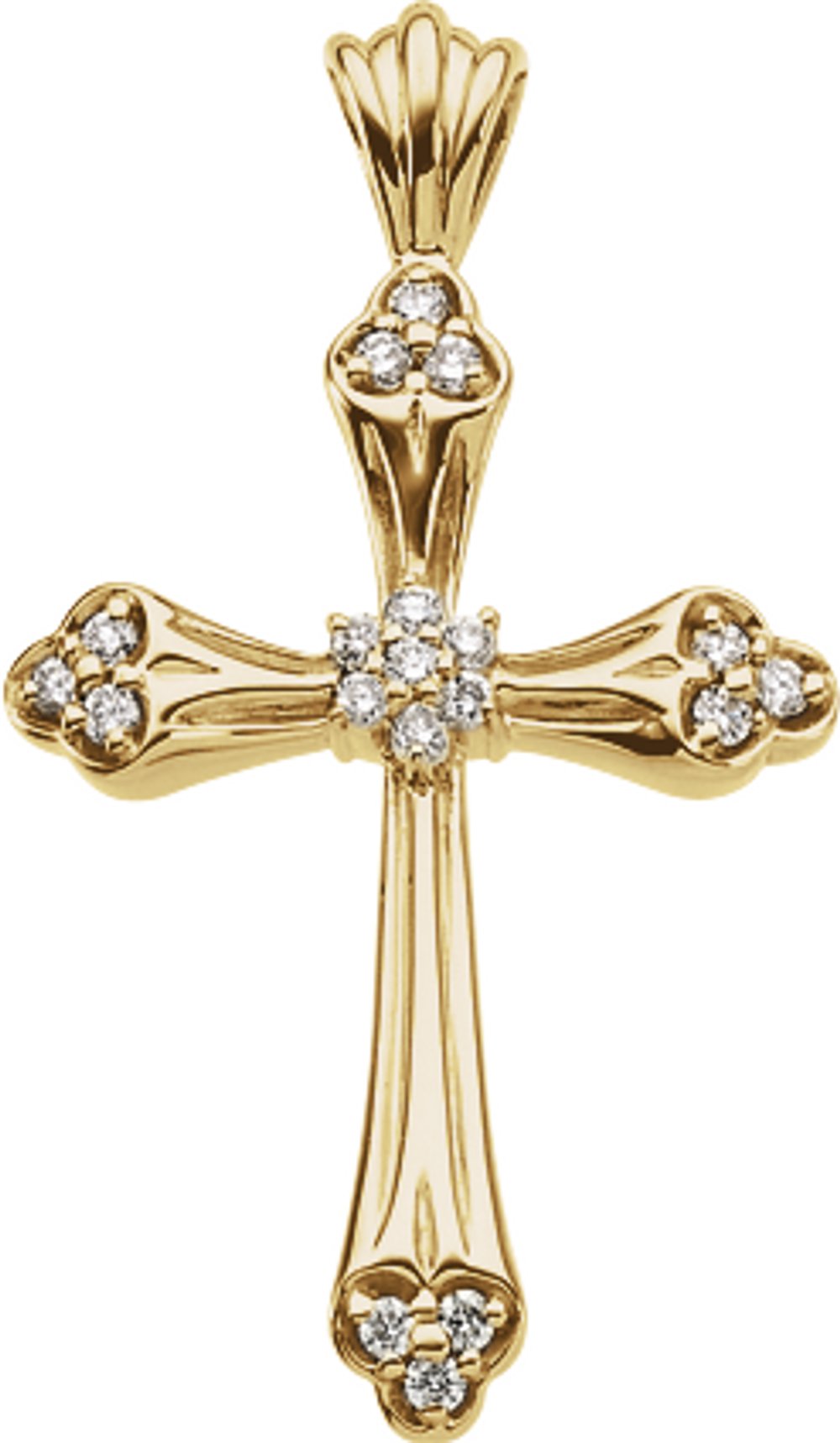 14K Yellow Gold 1/4 CTW Natural Diamond Cross Pendant