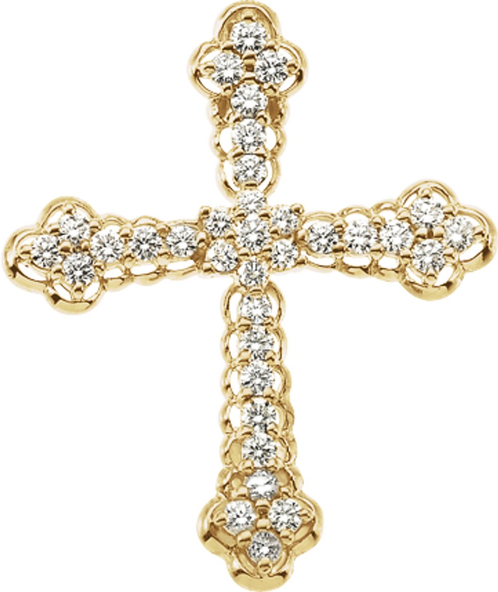 14K Yellow Gold 1 CTW Natural Diamond Cross Pendant