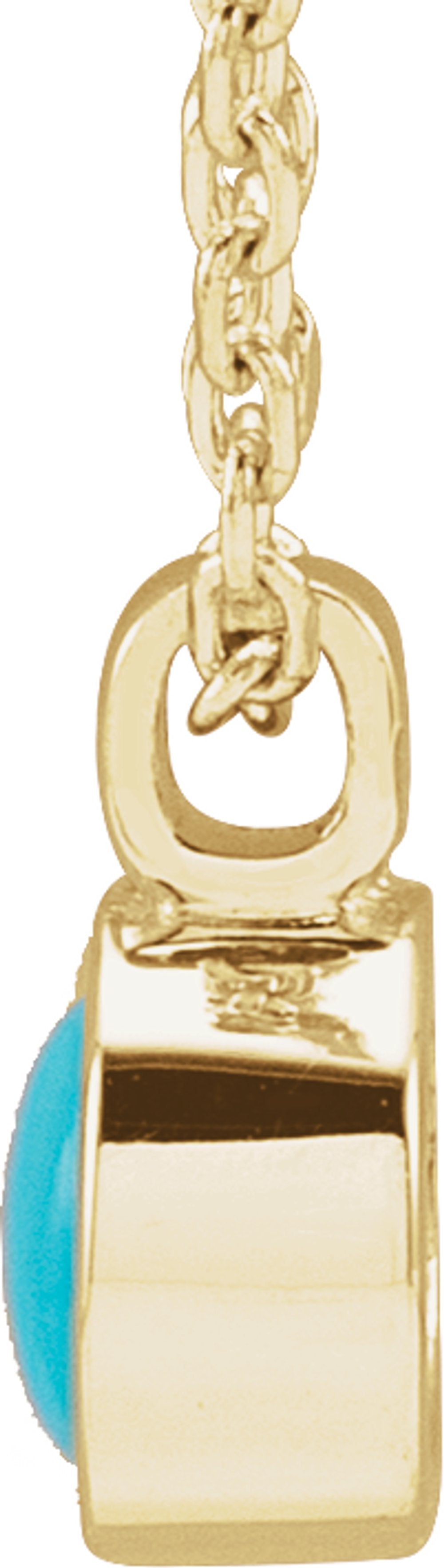 14K Yellow Gold Natural Turquoise Bezel-Set 16-18" Necklace