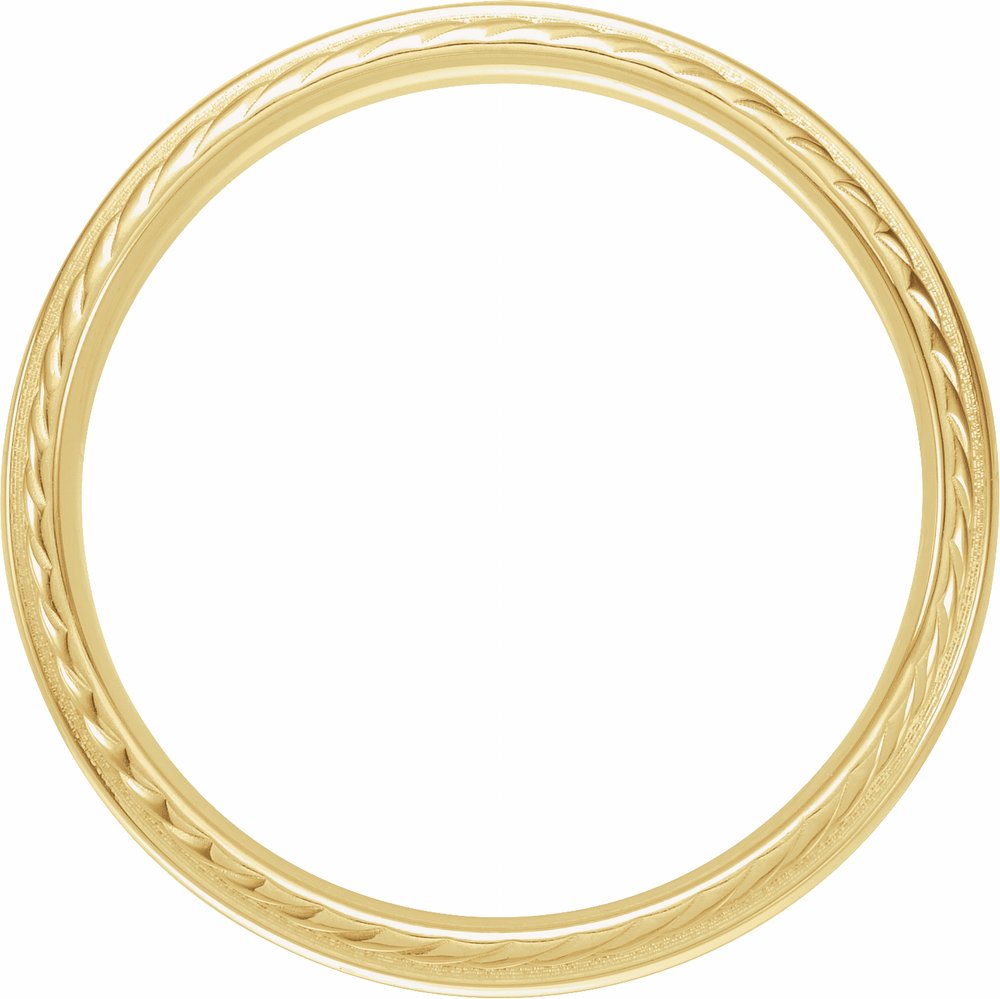 14K Yellow Gold 6 mm Rope Stepped-Edge Half Round Band