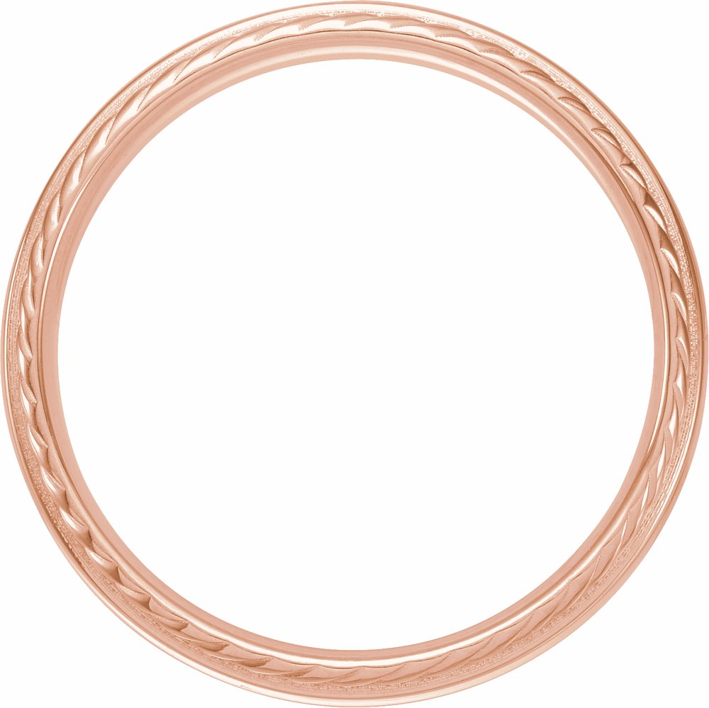10K Rose Gold 6 mm Rope Stepped-Edge Half Round Band Size 7.5