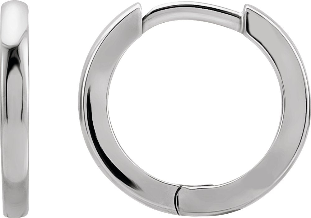 14K White Gold Hinged 12.5 mm Hoop Earrings