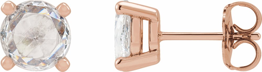 14K Rose Gold 1/4 CTW Rose-Cut Natural Diamond Stud Earrings