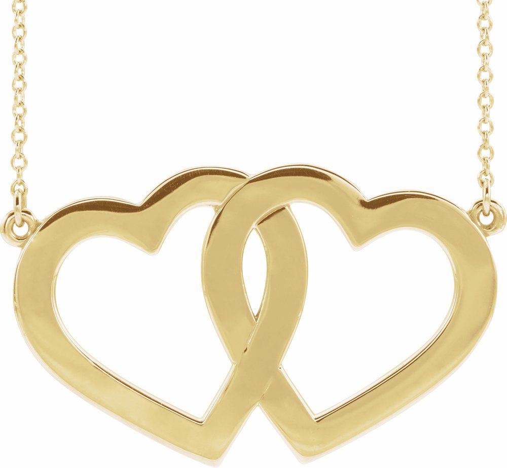 14K Yellow Engravable Famly Heart 18" Necklace