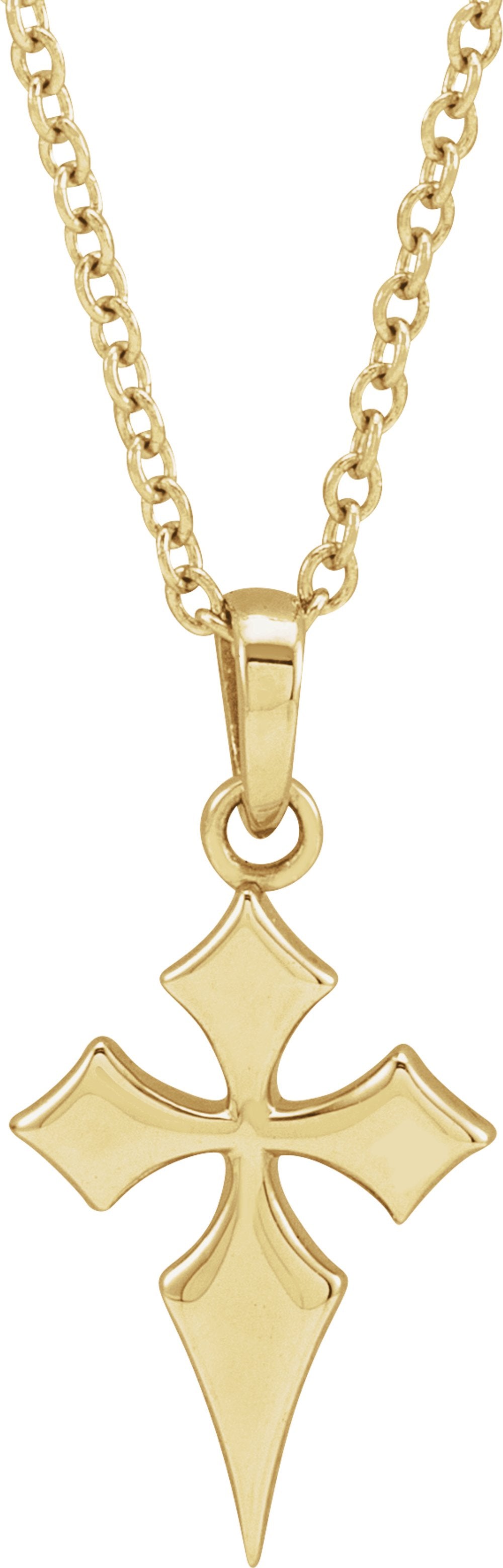14K Yellow 18.3x9 mm Cross 16-18" Necklace