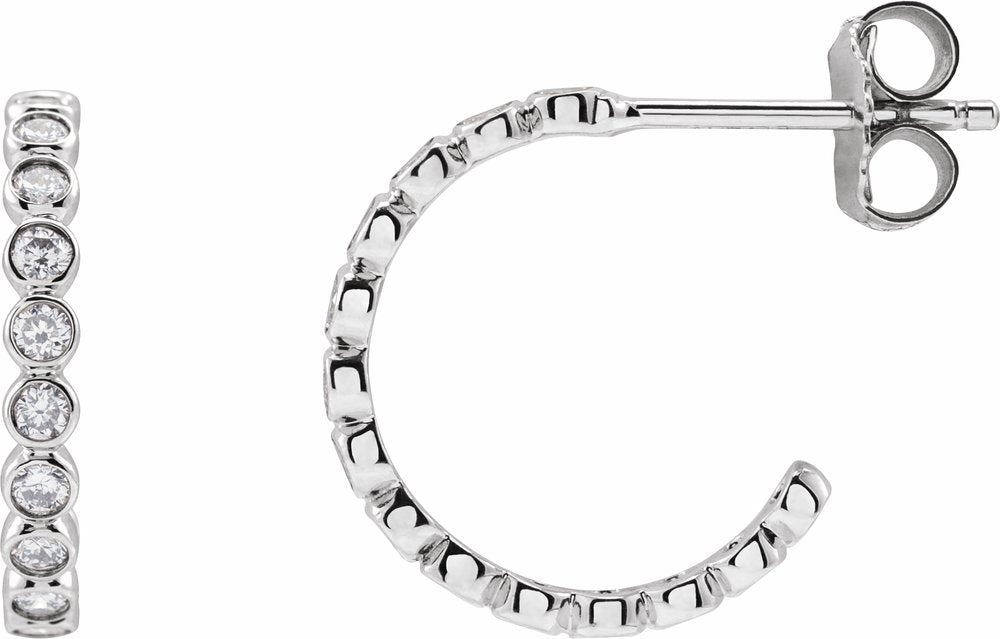 14K White Gold 3/8 CTW Lab-Grown Diamond 14 mm Hoop Earrings