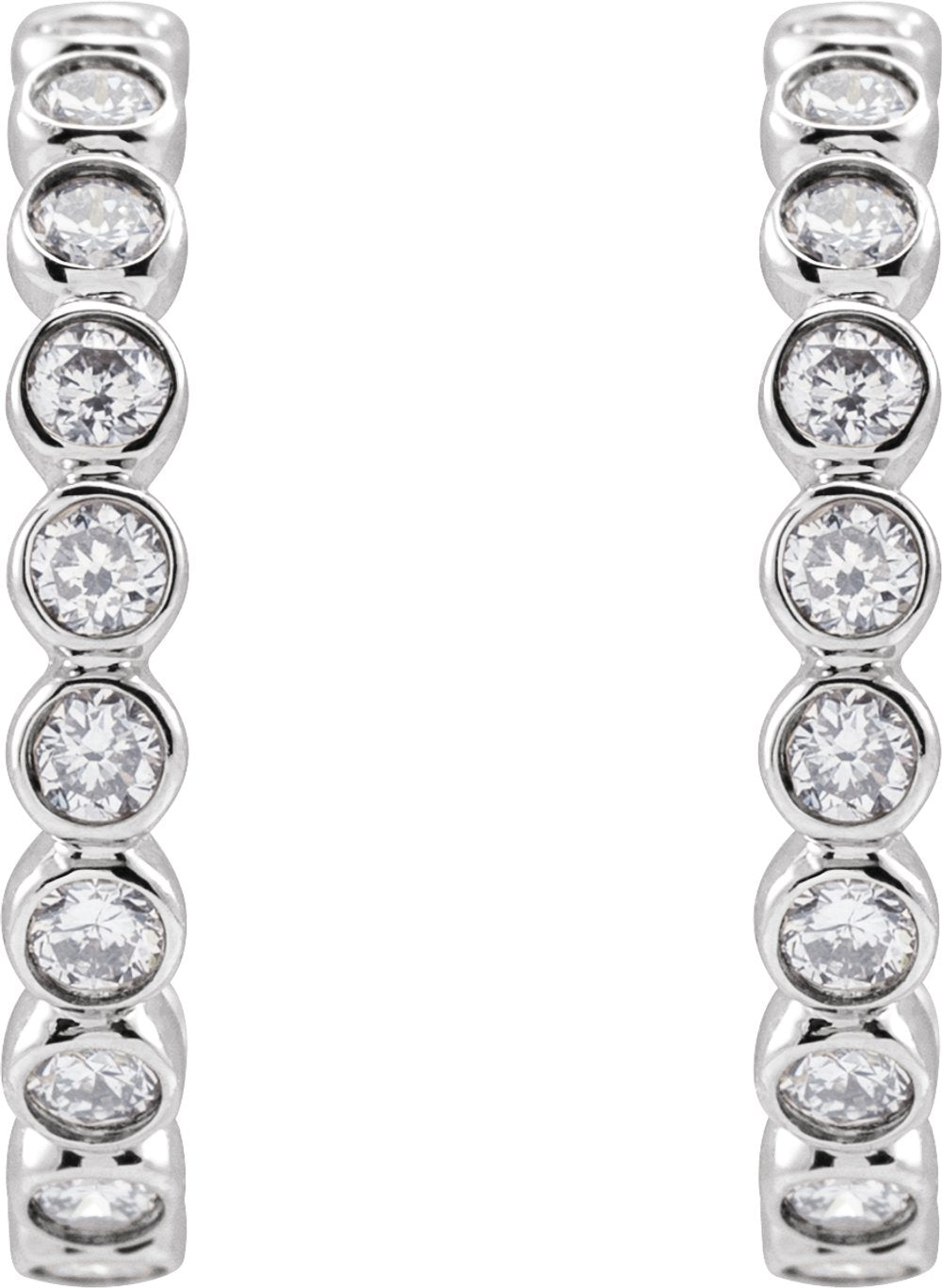 14K White Gold 3/8 CTW Lab-Grown Diamond 14 mm Hoop Earrings