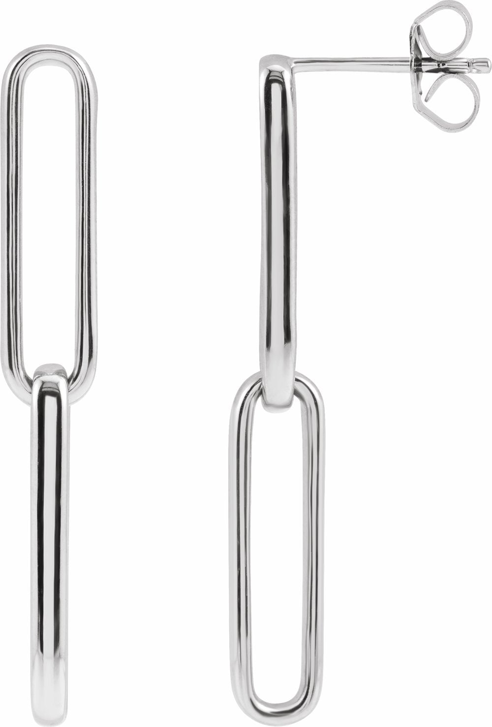 14K White Gold Paperclip-Style Earrings