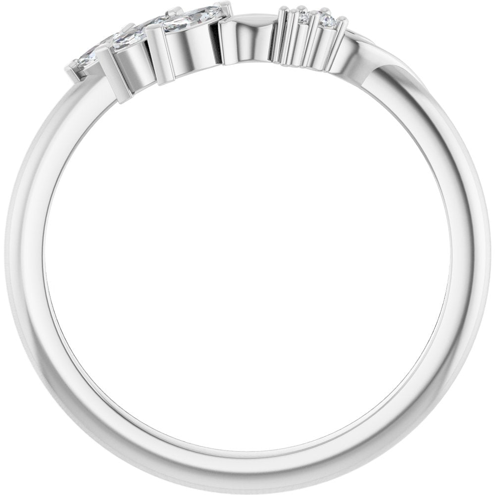 14K White Gold 1/8 CTW Natural Diamond Contour Band