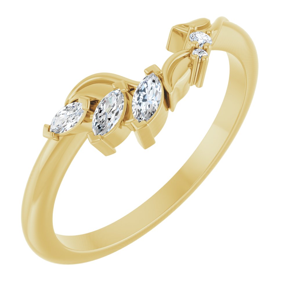 14K Yellow Gold 1/8 CTW Natural Diamond Contour Band