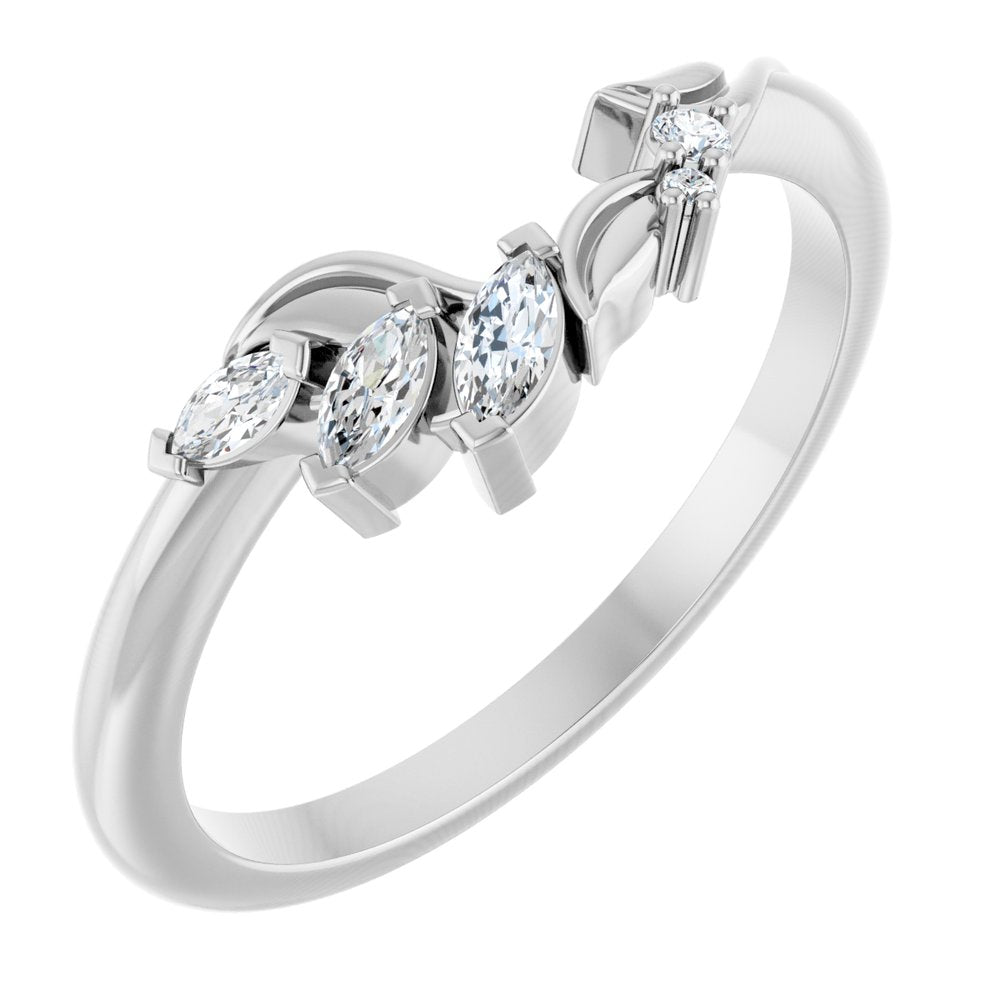 14K White Gold 1/8 CTW Natural Diamond Contour Band