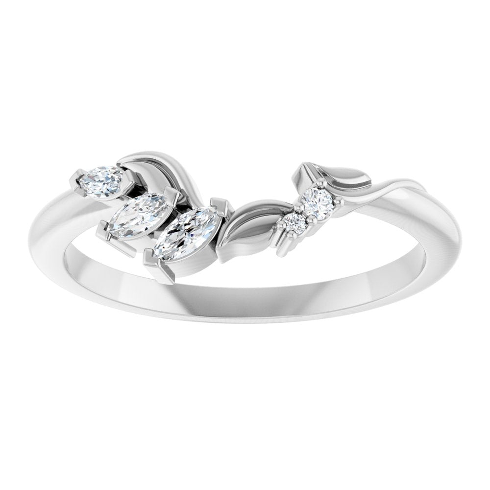 14K White Gold 1/8 CTW Natural Diamond Contour Band