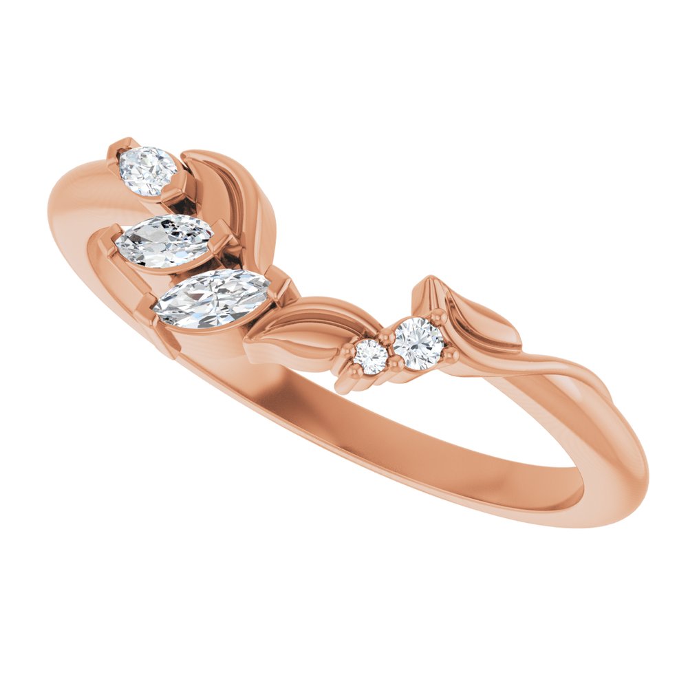 14K Rose Gold 1/8 CTW Natural Diamond Contour Band