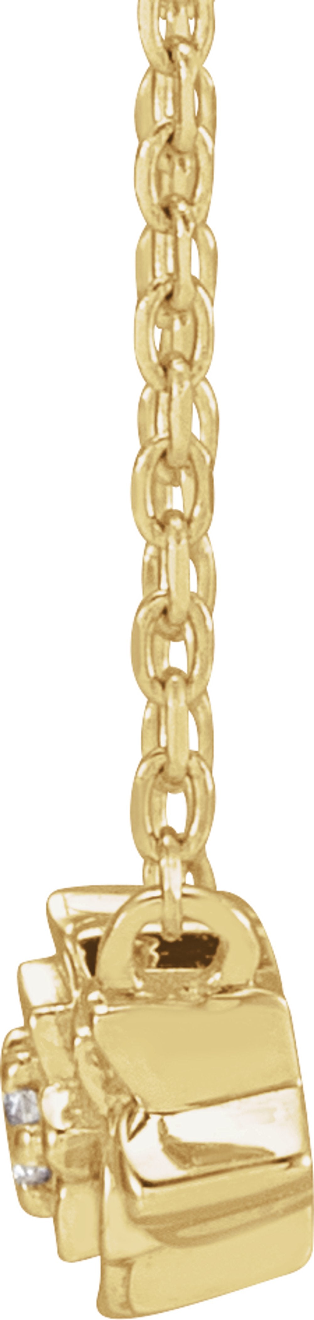 14K Yellow Gold .015 CT Natural Diamond Flower 16-18" Necklace